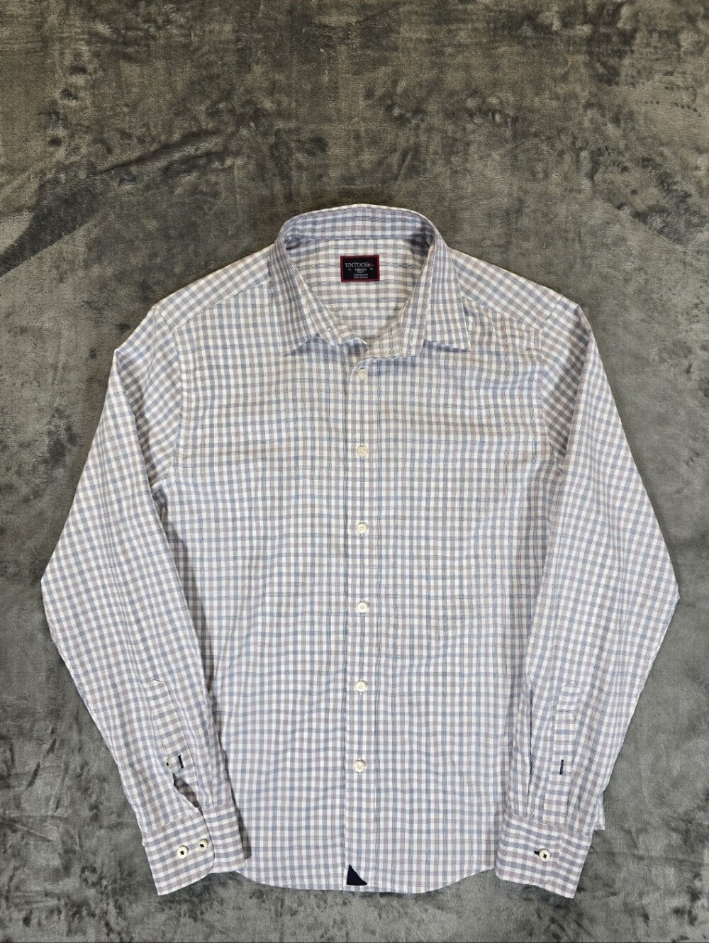 Untuckit Duras Butron Up Plaid Shirt Size Medium Checkered Gingham
